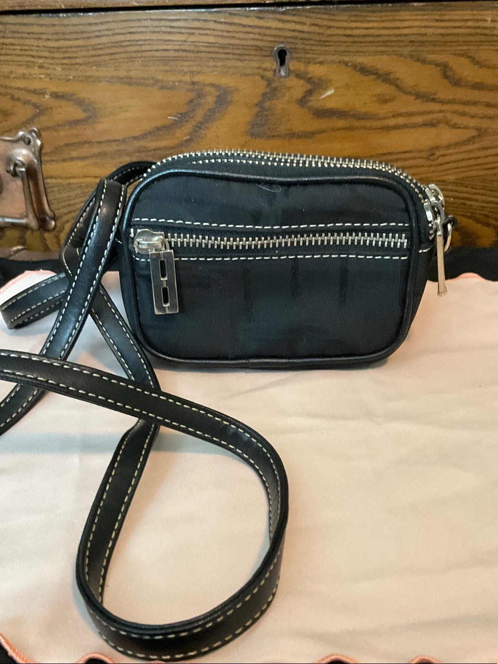 Express Black Crossbody Bag with Silver Hardware